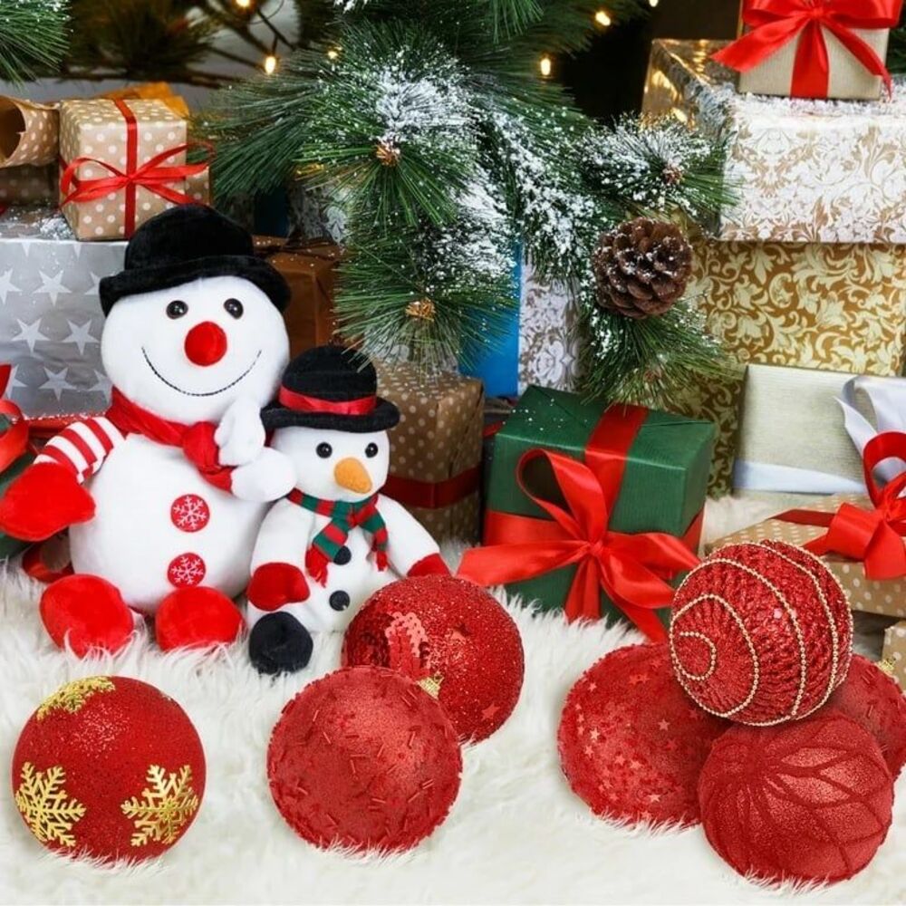 New, 6 Pcs 4" Hanging Balls Christmas Tree Decorations Set